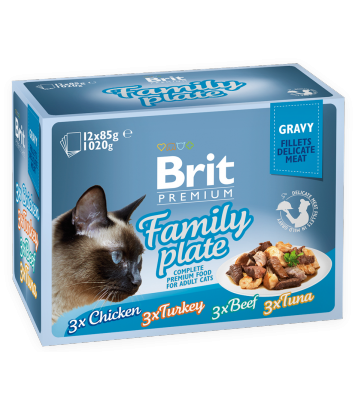 Brit Premium Cat Adult Family Plate Gravy 12x85g