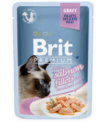 Brit Premium Cat Adult Sterilised Salmon Fillets w sosie 85g