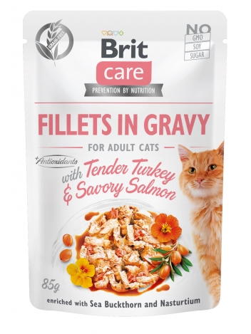 Brit Care Cat Fillets in Gravy with Turkey & Salmon 85g