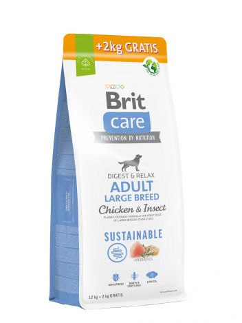 Brit Care Dog Sustainable Adult Large Chicken & Insect 12kg + 2kg GRATIS