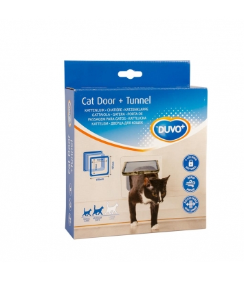 DUVO+ drzwi dla kota z tunelem 19x19,7 cm