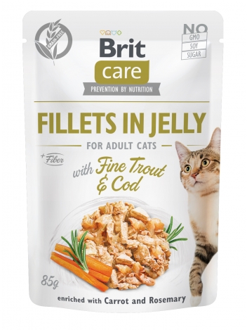 Brit Care Cat Fillets in Jelly Trout & Cod 85g