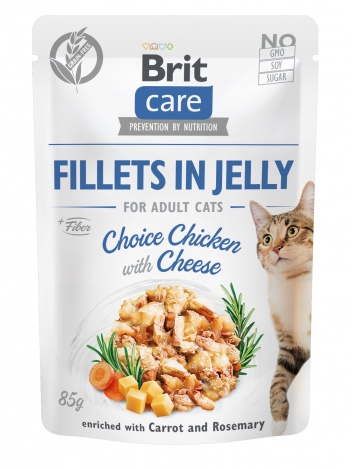 Brit Care Cat Fillets in Jelly Chicken with Cheese 85g