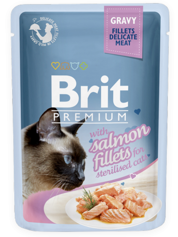 Brit Premium Cat Adult Sterilised Salmon Fillets w sosie 85g