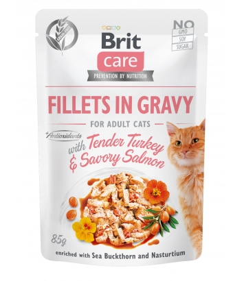 Brit Care Cat Fillets in Gravy with Turkey & Salmon 85g