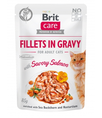 Brit Care Cat Fillets in Gravy Salmon 85g
