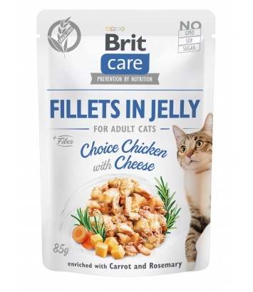 Brit Care Cat Fillets in Jelly Chicken with Cheese 85g
