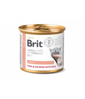 Brit Veterinary Diets Cat GF Renal Tuna, Salmon & Pea 200g