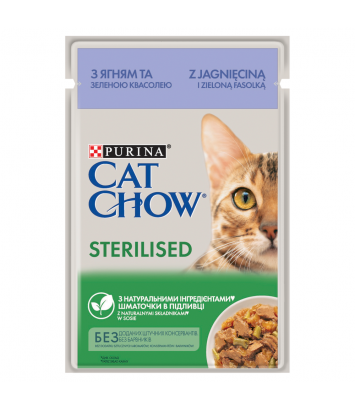Purina Cat Chow Sterilised z jagnięciną i zieloną fasolką 85g