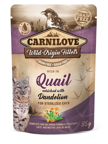 Carnilove Cat Quail & Dendelion Sterilized Adult Cats 85g