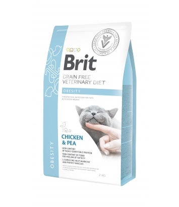 Brit Veterinary Diets Cat GF Obesity Chicken & Pea 2kg