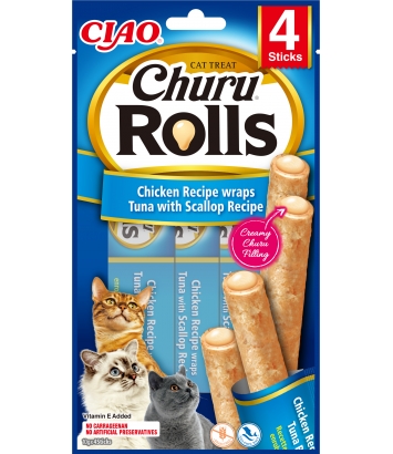 Churu  Cat Rolls Chicken wraps tuna  & scallop 40g