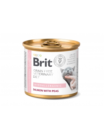 Brit Veterinary Diets Cat GF Hypoallergenic Salmon & Pea 200g
