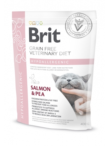 Brit Veterinary Diets Cat GF Hypoallergenic Salmon & Pea 400g