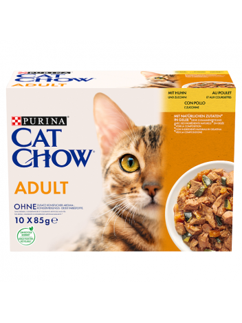 Purina Cat Chow z kurczakiem i cukinią 10x85g