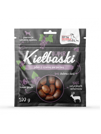 Super kiełbaski z jeleniem i czarną porzeczką 100g