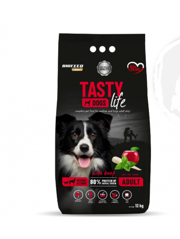 Tasty Dogs Life z wołowiną 12kg + 3kg GRATIS
