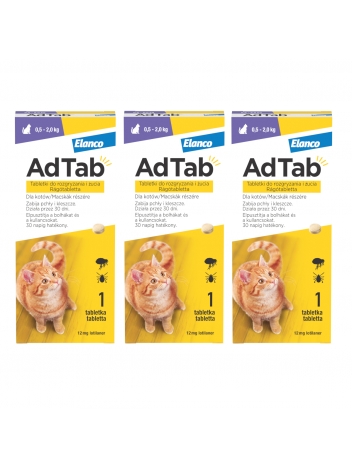 AdTab tabletka na kleszcze i pchły dla kota (0,5-2kg) - 3 tabletki