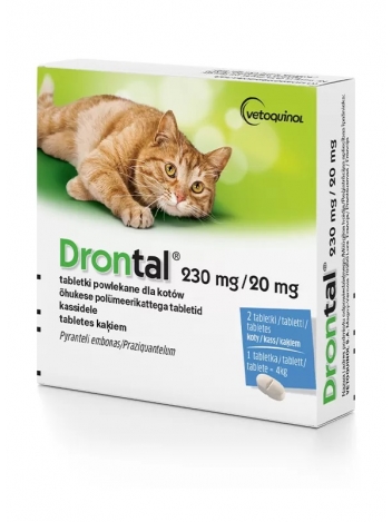 Drontal 230mg + 20mg - 2 tabletki dla kotów