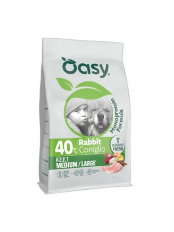 Oasy Monoprotein Adult M/L Rabbit 10kg