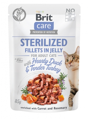 Brit Care Cat Sterilized Fillets in Jelly Duck & Turkey 85g