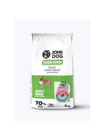 John Dog Wieprzowina z wołowiną i ryżem dla dorosłych psów małych ras 3kg