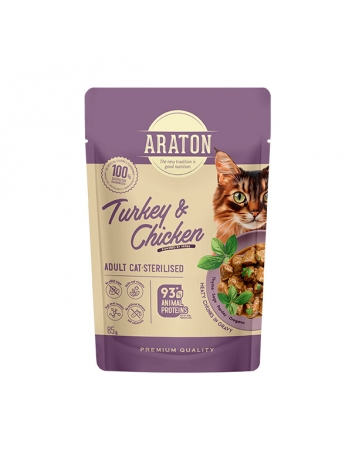 Araton Adult Cat Sterilised Turkey and Chicken 85g