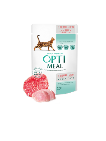 Optimeal Sterilised Beef & Turkey filets 85g