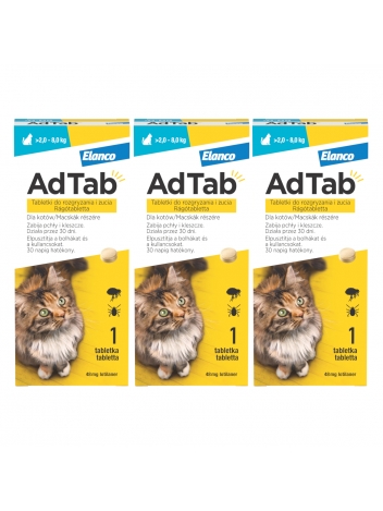 AdTab tabletka na kleszcze i pchły dla kota (>2-8kg) - 3 tabletki