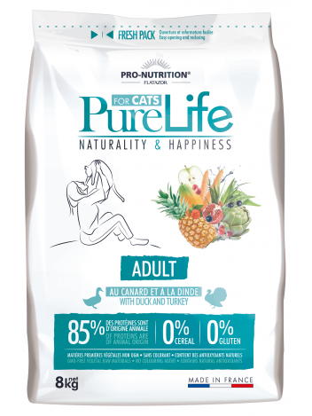 Pure Life for cat adult with duck and turkey 8kg