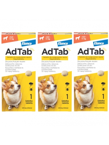 AdTab tabletka na kleszcze i pchły dla psa (>5,5-11kg) - 3 tabletki