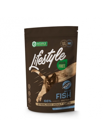 Nature's Protection Lifestyle GF Sterilised Cat White Fish 400g