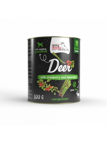 Syta Micha Jeleń z  żurawiną i szparagami 800g