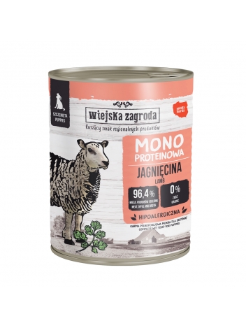 Wiejska Zagroda Mono Jagnięcina dla szczeniąt 800g