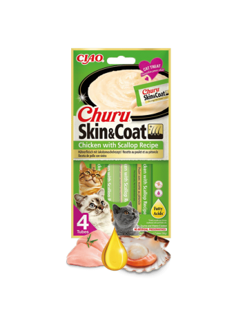 Churu Cat Skin&Coat Chicken with Scallop 4x14g