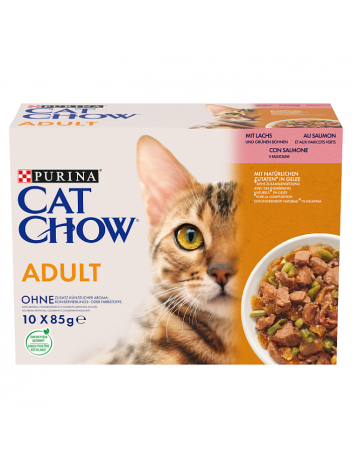 Purina Cat Chow z łososiem i fasolą 10x85g