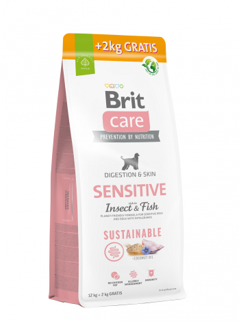 Brit Care Dog Sustainable Sensitive Insect & Fish 12kg + 2kg GRATIS