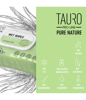 Tauro Pro Line Chusteczki nawilżane z aloesem 40szt