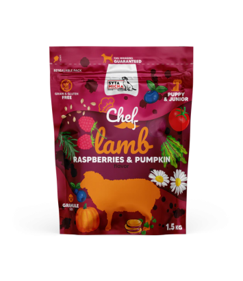 Syta Micha Chef Puppy Jagnięcina, maliny i dynia 1,5kg