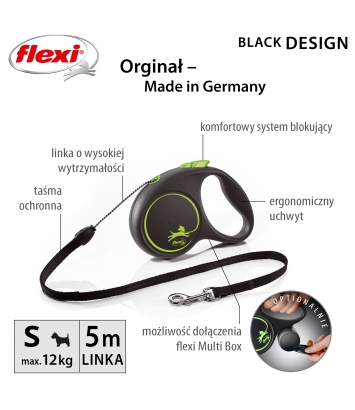 Flexi Black Design S 5m linka