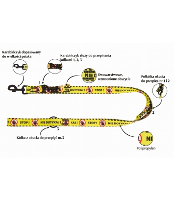 Smycz Nie dotykaj! Stop! 3x220cm