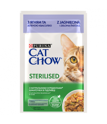 Purina Cat Chow Sterilised z jagnięciną i zieloną fasolką 85g