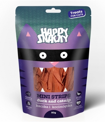 Happy Snacky Mini paski z kaczki z kocimiętką 80g