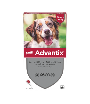 Krople Advantix Spot-on op.4 x 2,5ml (od 10 do 25kg)