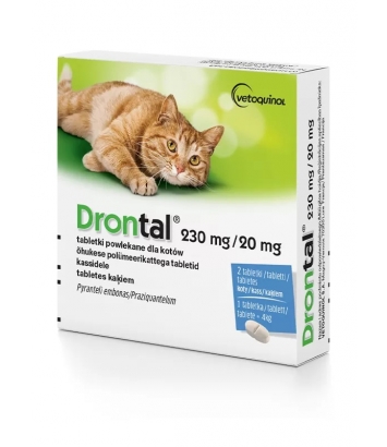 Drontal 230mg + 20mg - 2 tabletki dla kotów