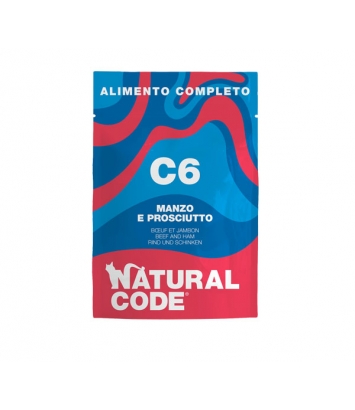 Natural Code Cat C6 Wołowina i szynka 70g