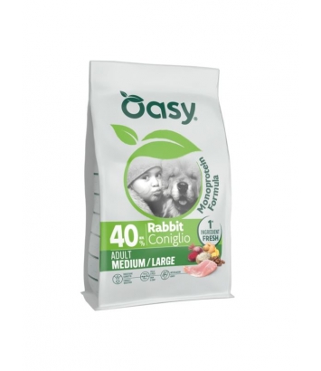 Oasy Monoprotein Adult M/L Rabbit 10kg