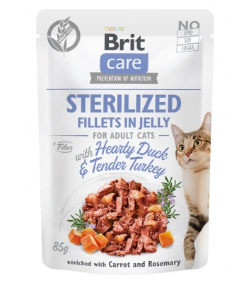 Brit Care Cat Sterilized Fillets in Jelly Duck & Turkey 85g