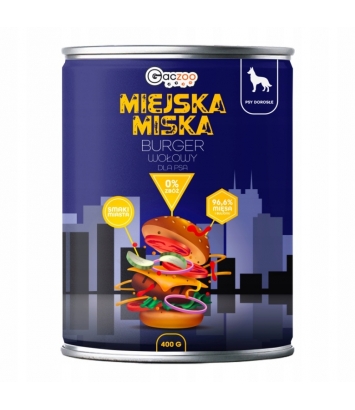 Gaczoo Miejska Miska dla psa Burger wołowy 400g