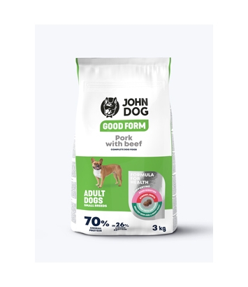 John Dog Wieprzowina z wołowiną i ryżem dla dorosłych psów małych ras 3kg